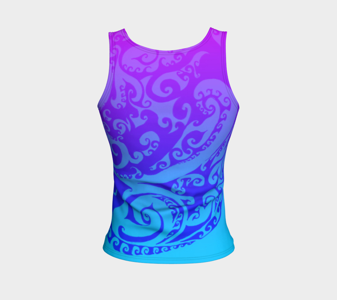 Aperçu de Swirly Deco Psychedelic Ombre, Tank Top, Pink Blue and Purple #2