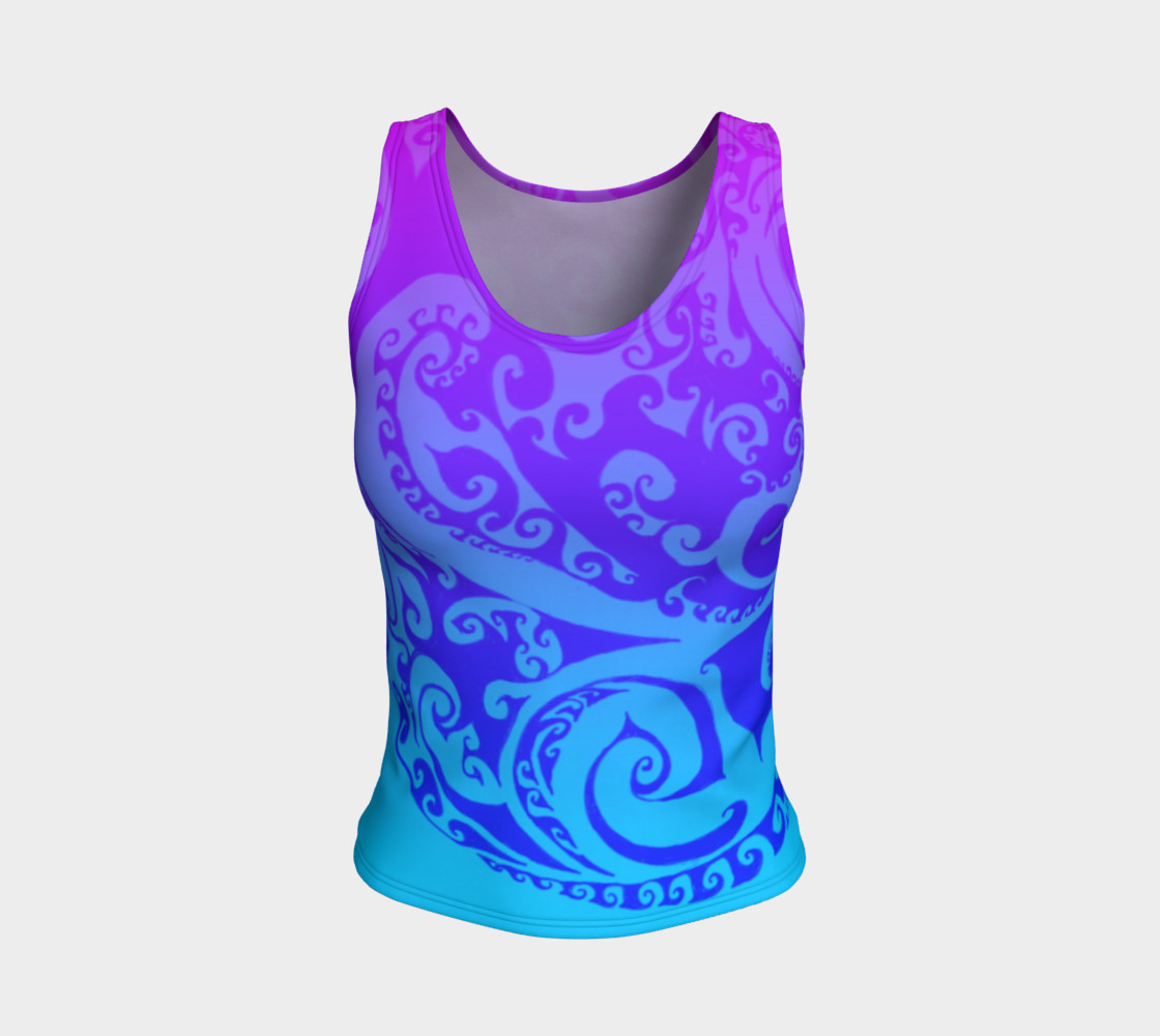 Aperçu de Swirly Deco Psychedelic Ombre, Tank Top, Pink Blue and Purple #1