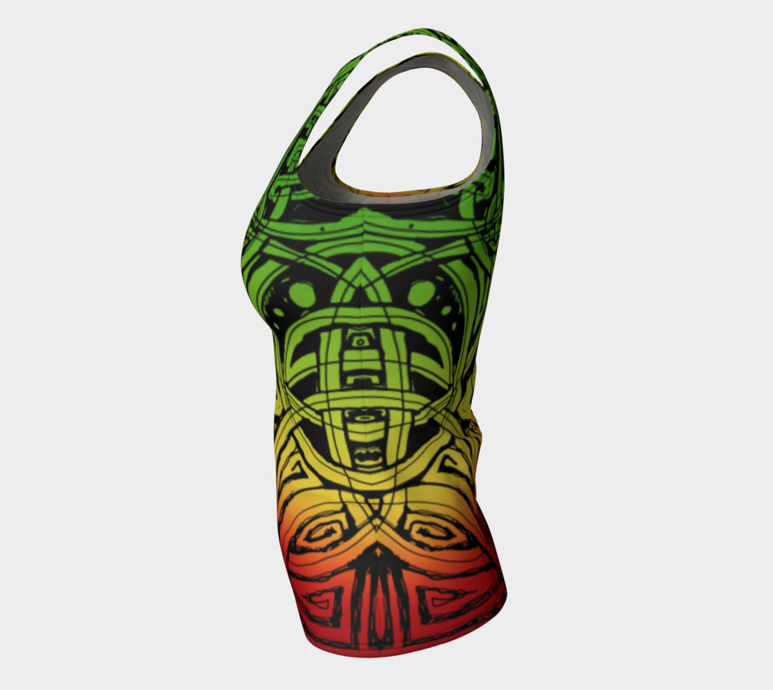 Aperçu de Celtic Rasta Sketch Ombre Fitted Tank Top #7