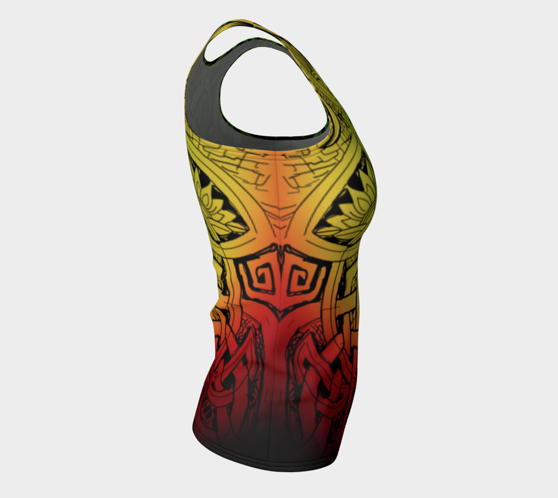 Aperçu de Celtic Rasta Sketch Ombre Fitted Tank Top #8