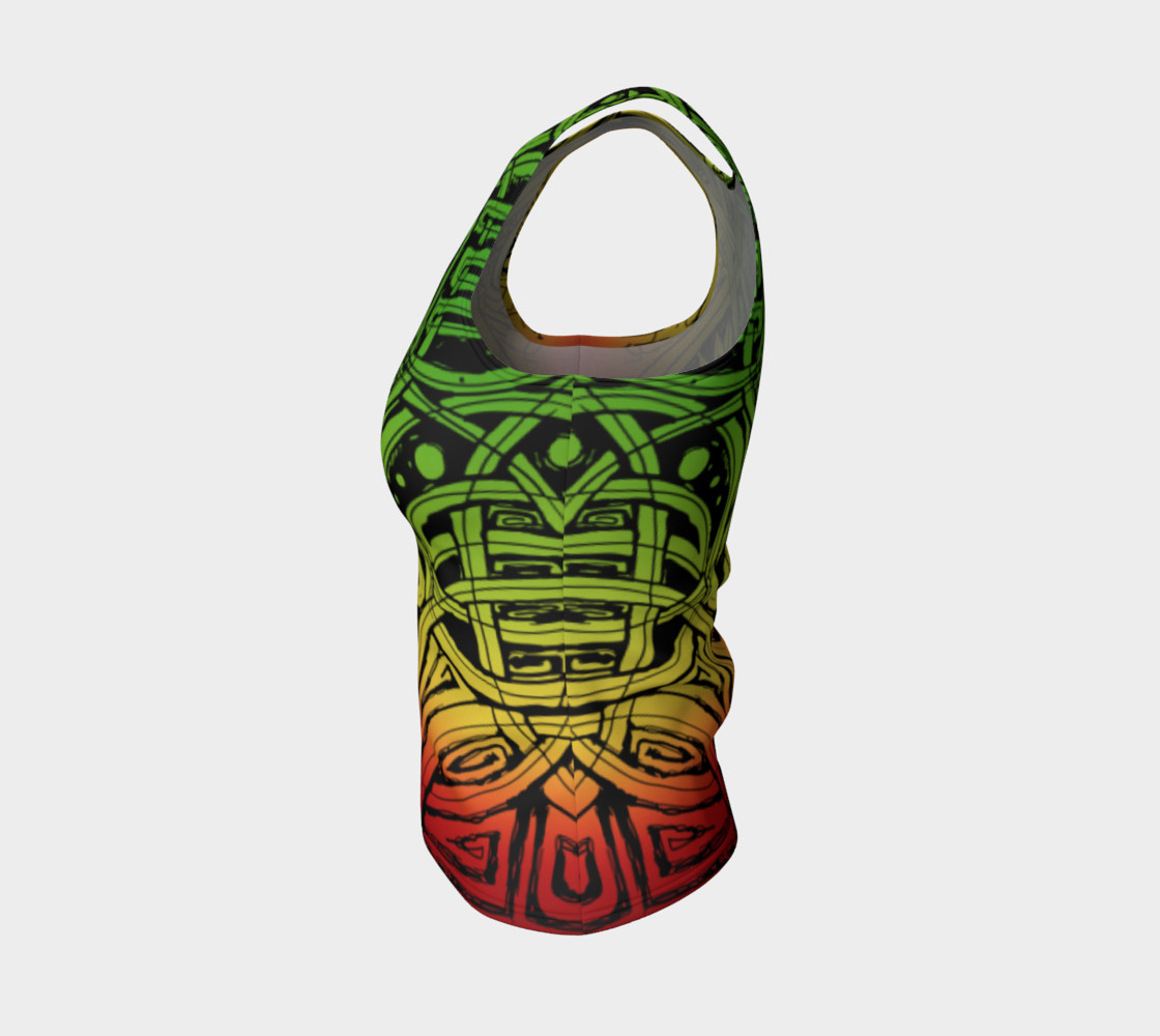 Aperçu de Celtic Rasta Sketch Ombre Fitted Tank Top #3