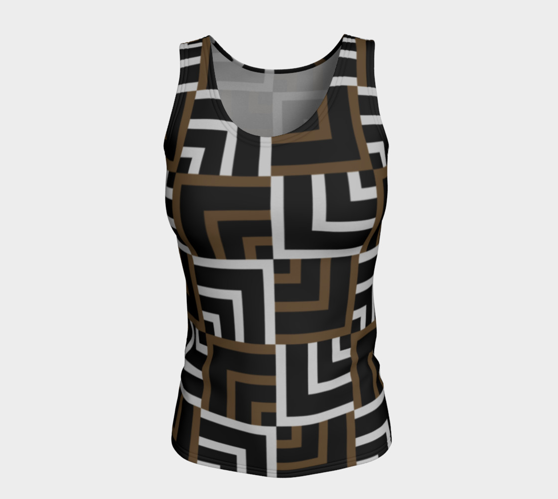 Brown and Silver Squares Fitted Tank Top preview #5