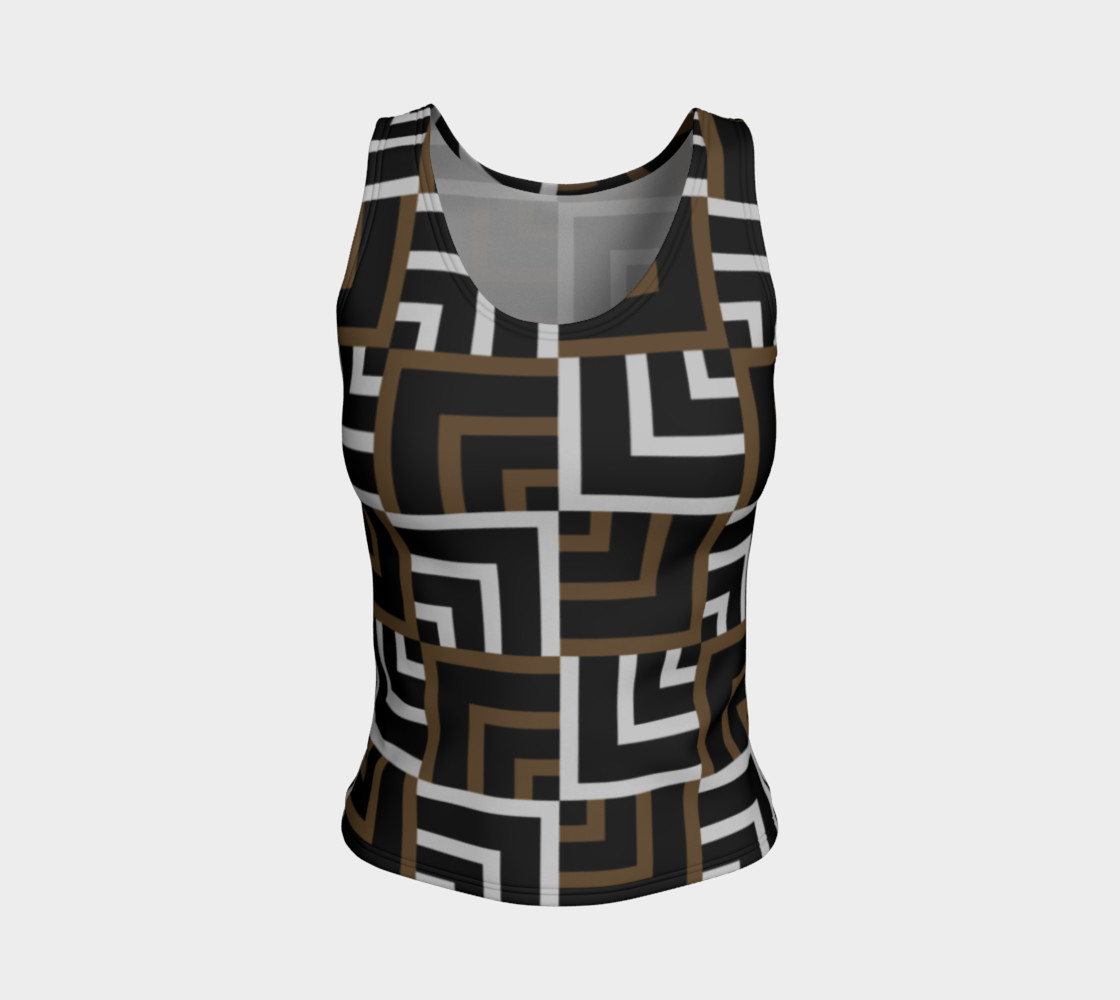 Brown and Silver Squares Fitted Tank Top preview #1