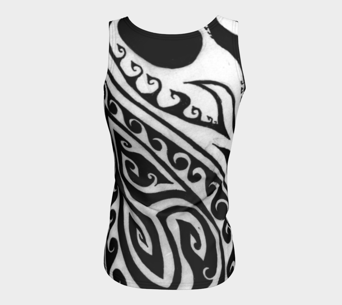 Shark Away! Black and White Stripe Spiral Fitted Tank Top preview #6