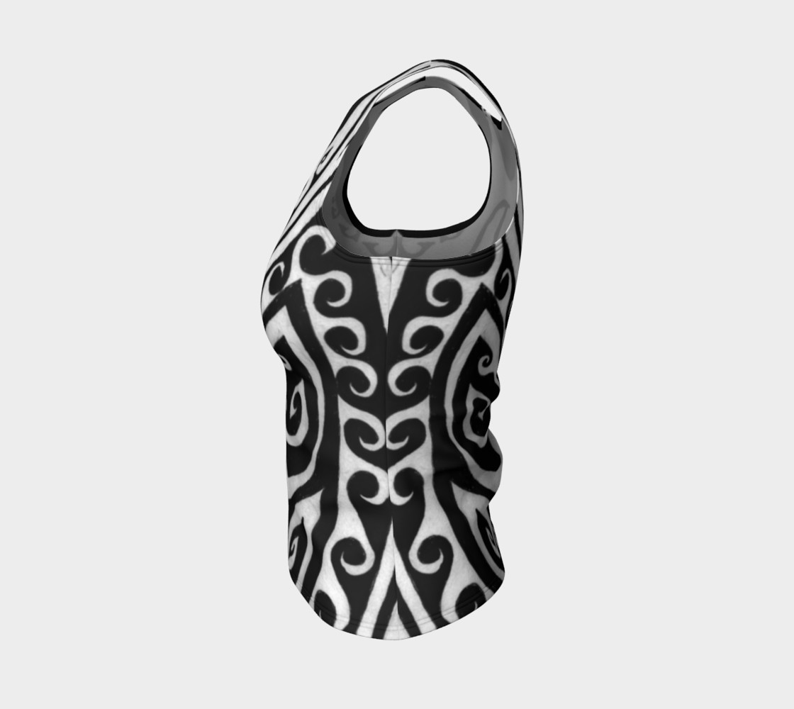 Shark Away! Black and White Stripe Spiral Fitted Tank Top preview #3