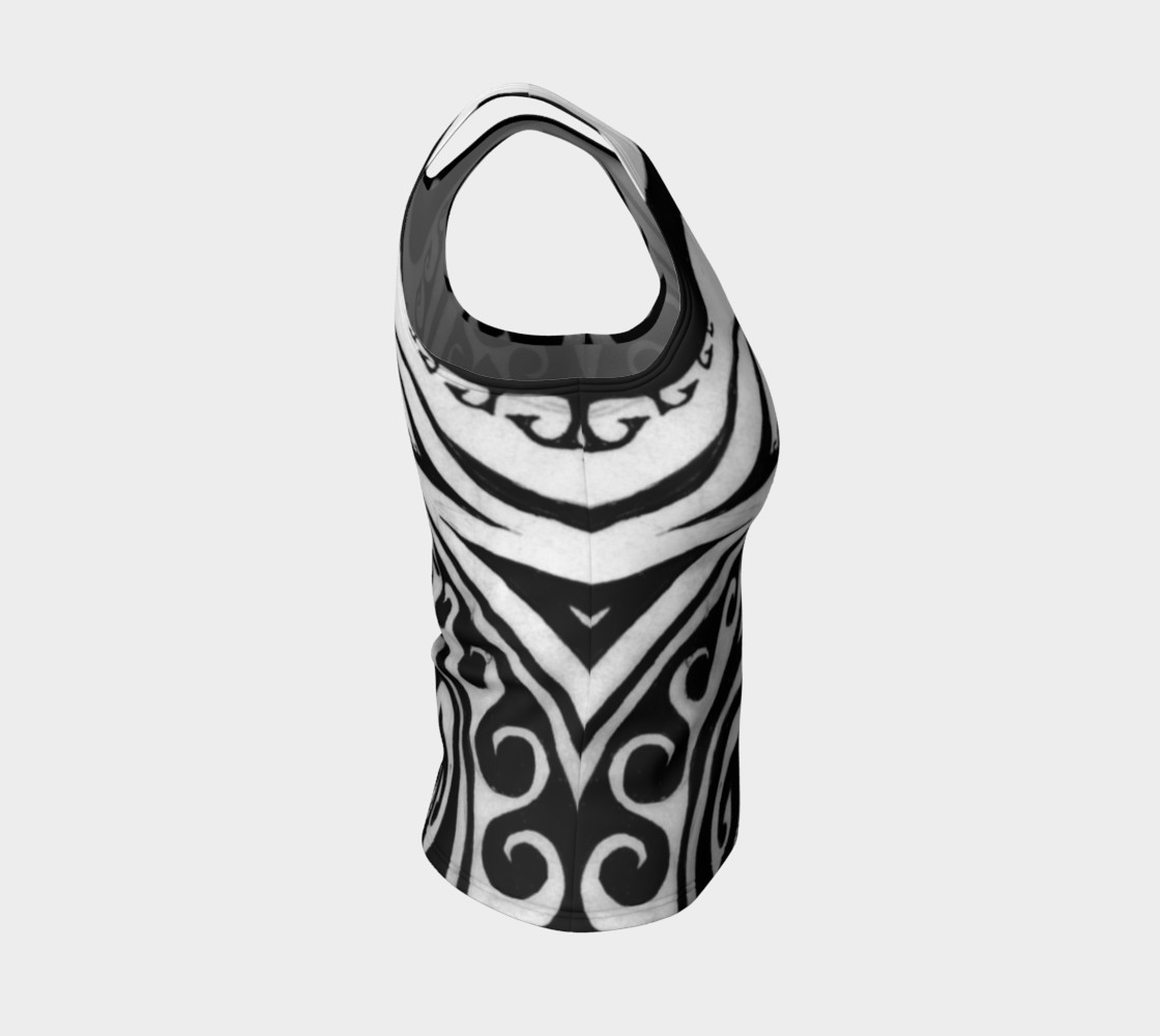 Shark Away! Black and White Stripe Spiral Fitted Tank Top preview #4