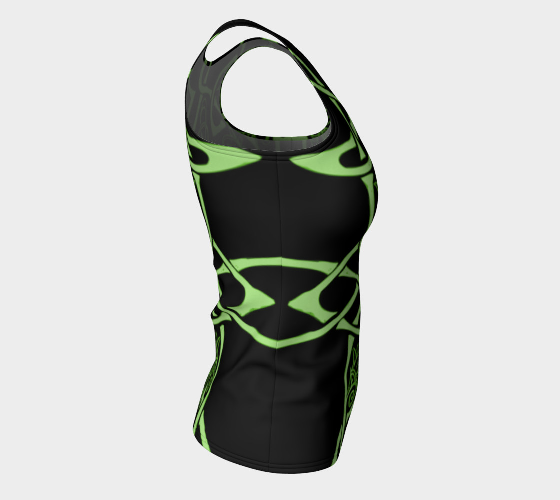 Aperçu de Wild Celtic Branches, Asymmetrical, Bright Green, Celtic Knot, Fitted Tank Top #8