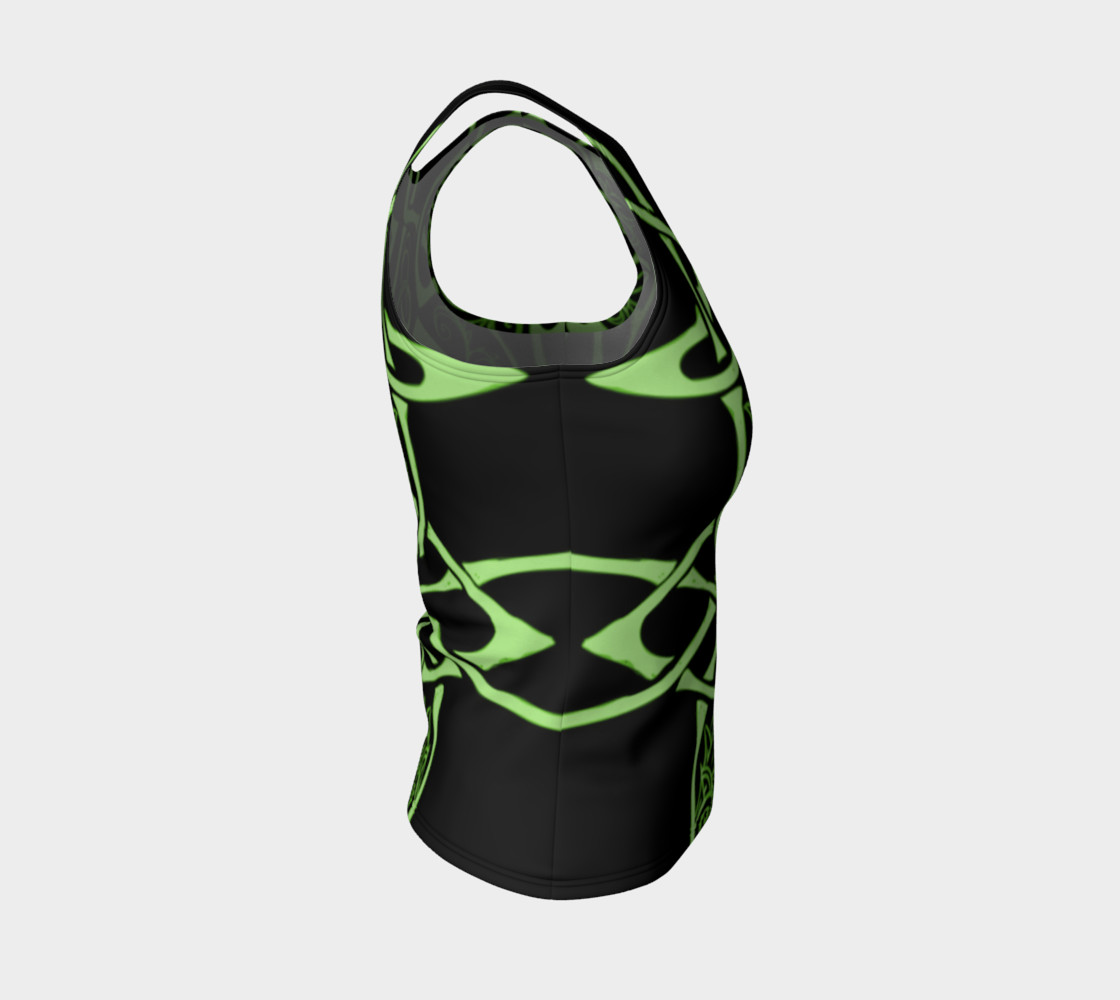 Aperçu de Wild Celtic Branches, Asymmetrical, Bright Green, Celtic Knot, Fitted Tank Top #4