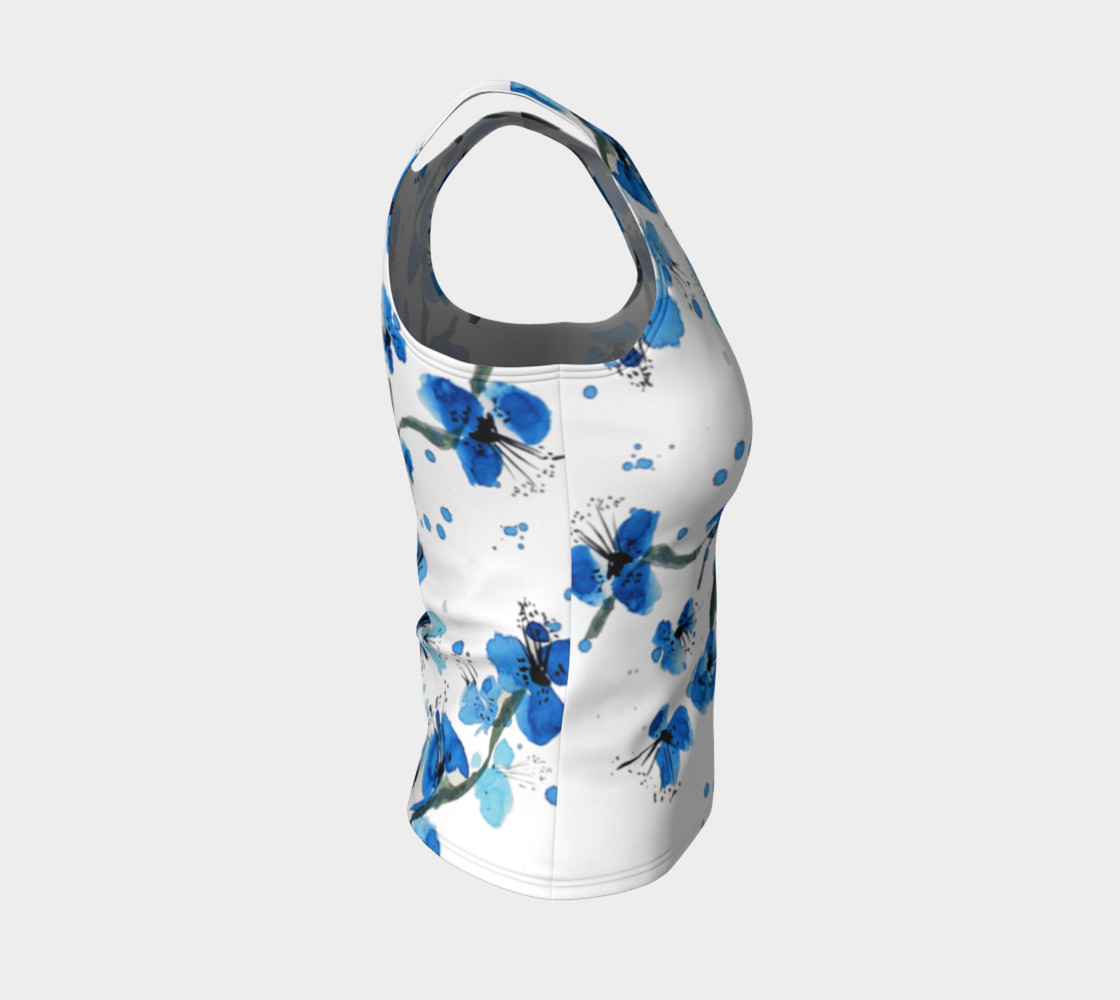 Blue Japanese Blossoms Fitted Tank Top preview #4