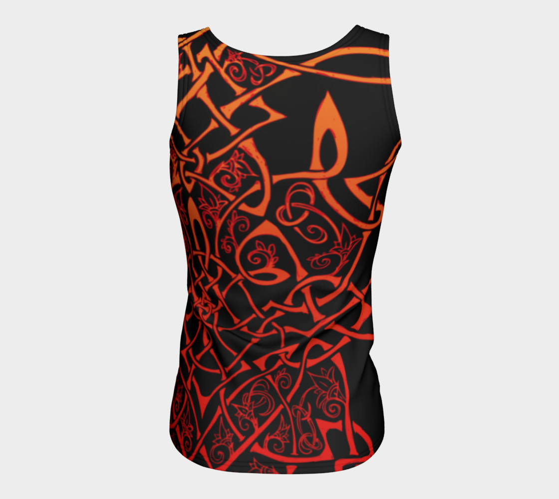 Aperçu de Wild Celtic Branches, Asymmetrical, Fire Ombre, Celtic Knot, Fitted Tank Top #6
