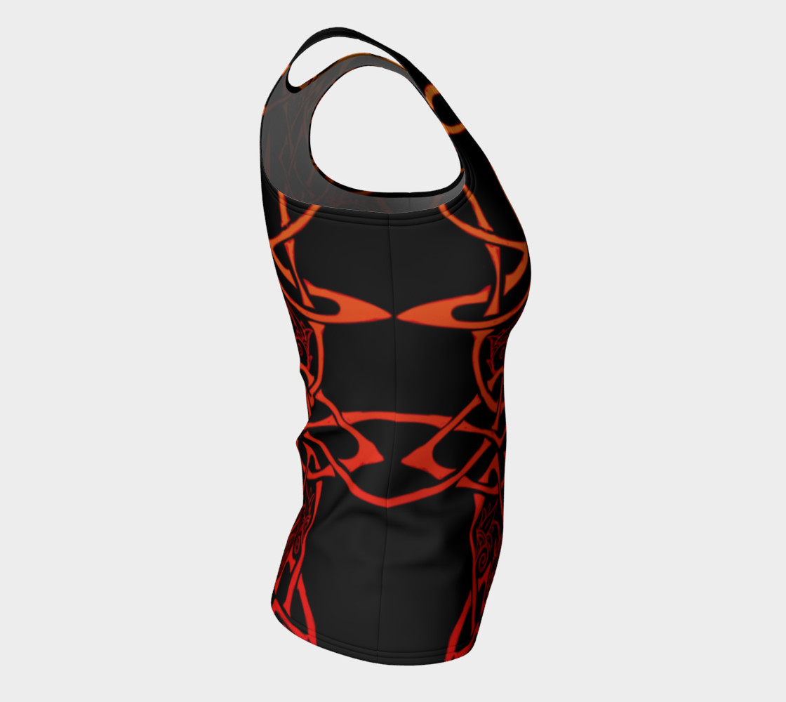 Aperçu de Wild Celtic Branches, Asymmetrical, Fire Ombre, Celtic Knot, Fitted Tank Top #8