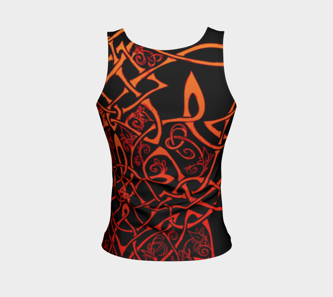 Aperçu de Wild Celtic Branches, Asymmetrical, Fire Ombre, Celtic Knot, Fitted Tank Top #2