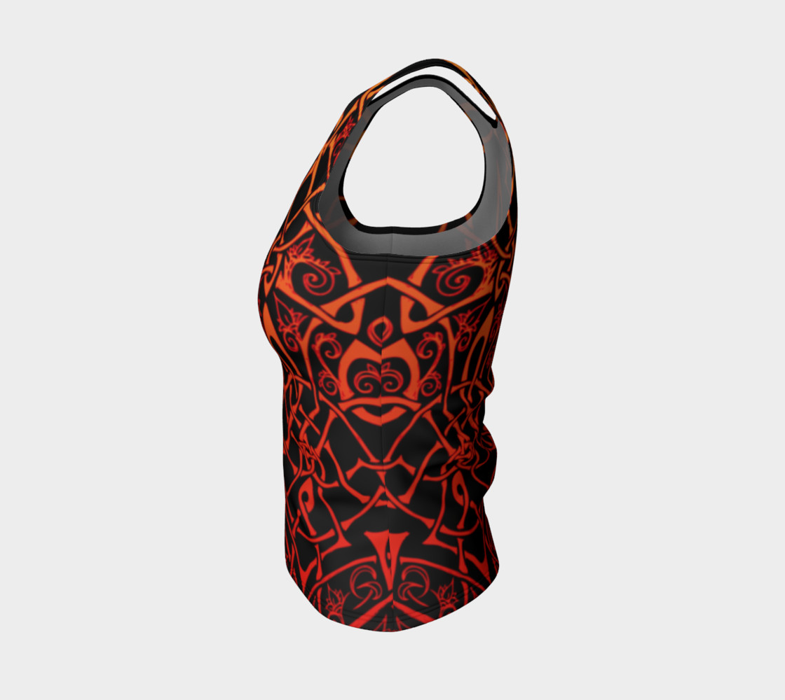 Aperçu de Wild Celtic Branches, Asymmetrical, Fire Ombre, Celtic Knot, Fitted Tank Top #3