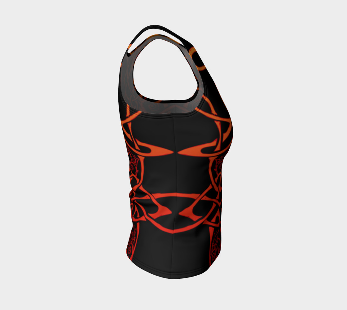 Aperçu de Wild Celtic Branches, Asymmetrical, Fire Ombre, Celtic Knot, Fitted Tank Top #4