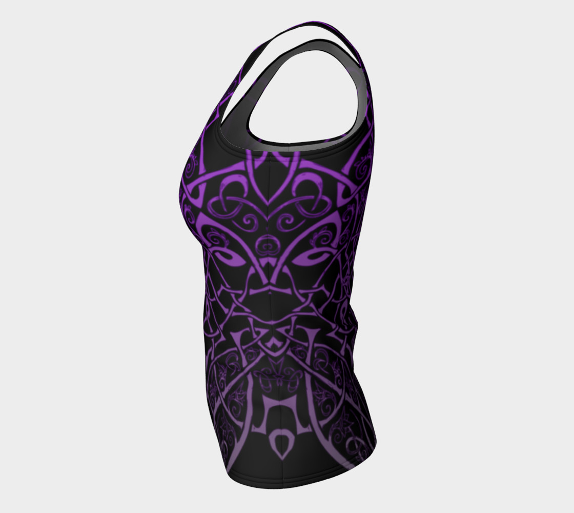 Aperçu de Wild Celtic Branches, Asymmetrical, Purple Ombre, Celtic Knot, Fitted Tank Top #7