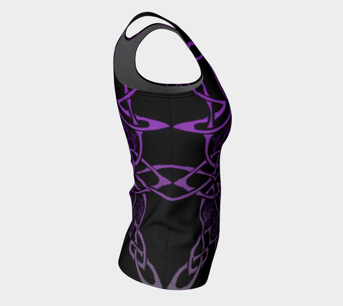 Aperçu de Wild Celtic Branches, Asymmetrical, Purple Ombre, Celtic Knot, Fitted Tank Top #8