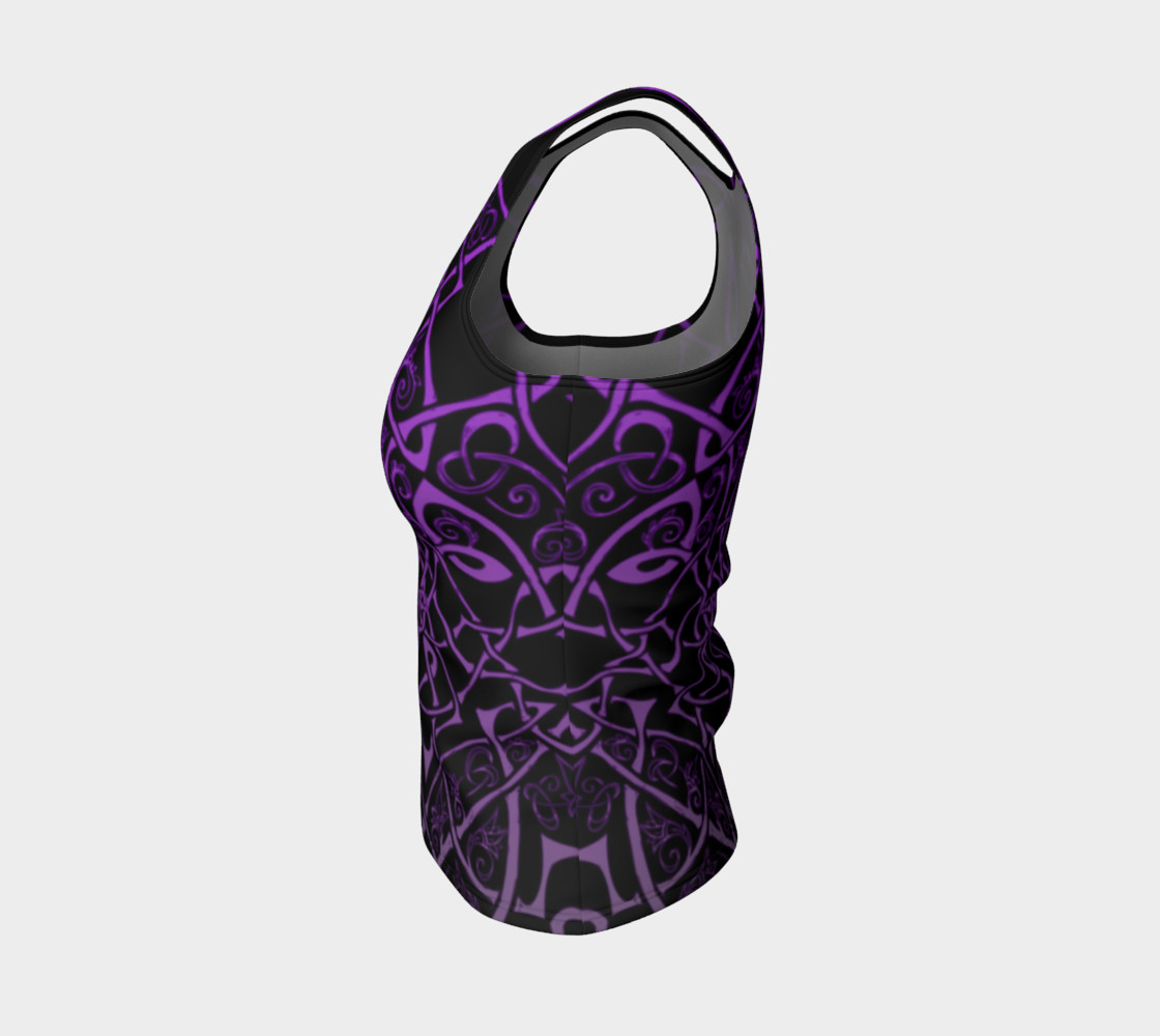 Aperçu de Wild Celtic Branches, Asymmetrical, Purple Ombre, Celtic Knot, Fitted Tank Top #3