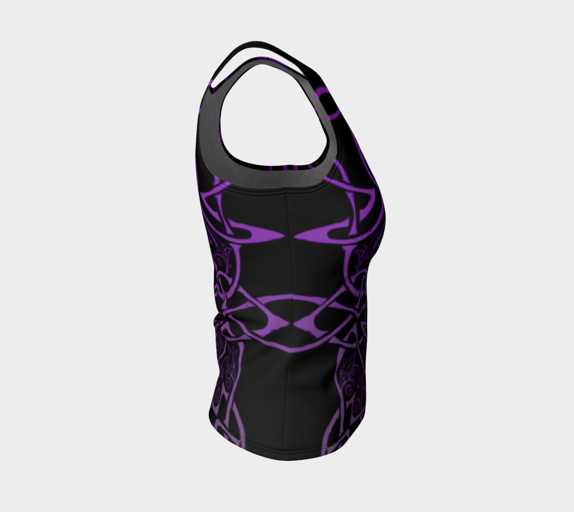 Aperçu de Wild Celtic Branches, Asymmetrical, Purple Ombre, Celtic Knot, Fitted Tank Top #4