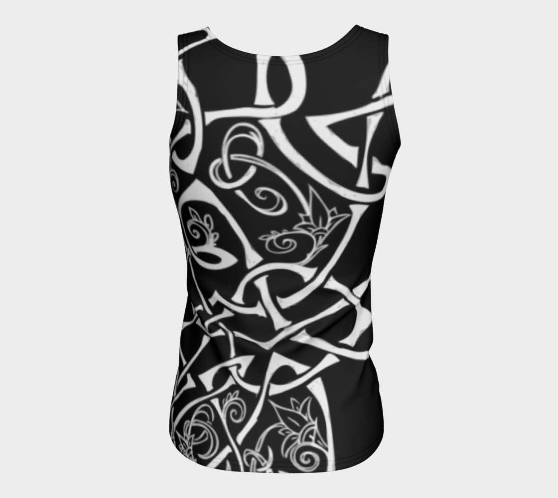 Aperçu de Wild Celtic Branches, Black and White, Celtic Knot, Fitted Tank Top #6