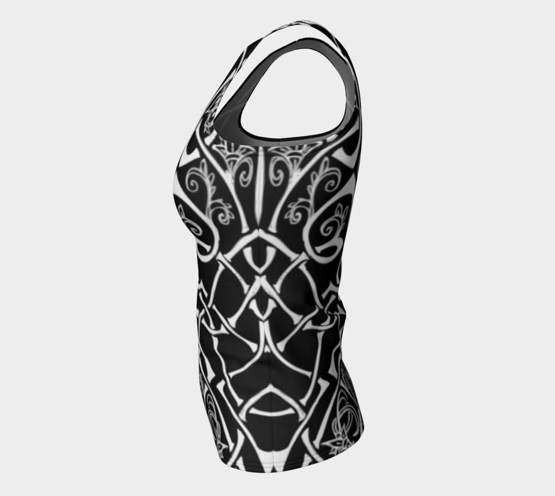 Aperçu de Wild Celtic Branches, Black and White, Celtic Knot, Fitted Tank Top #7