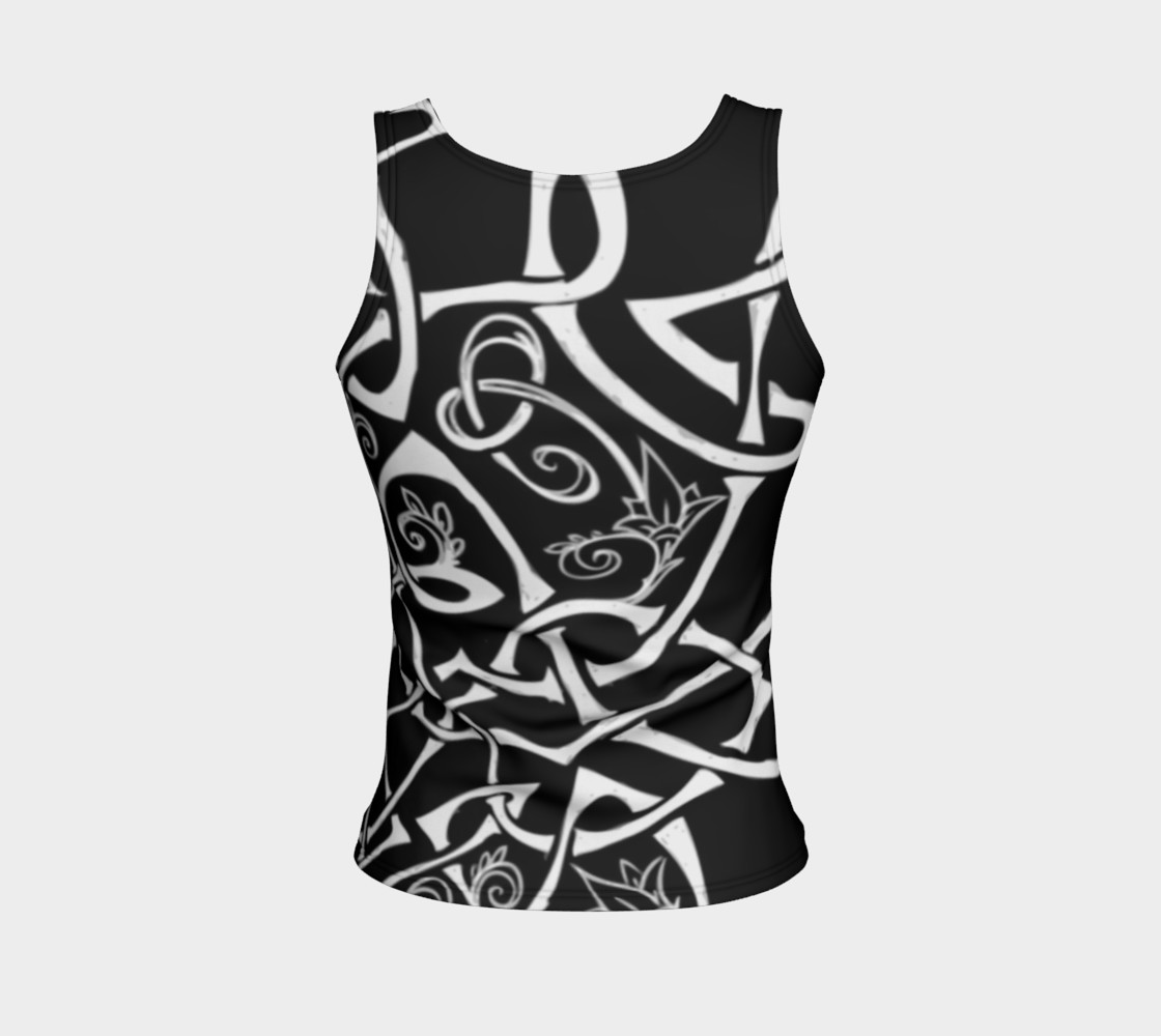 Aperçu de Wild Celtic Branches, Black and White, Celtic Knot, Fitted Tank Top #2