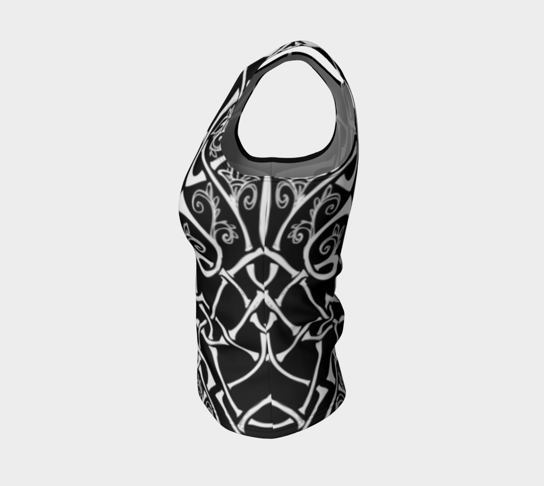 Aperçu de Wild Celtic Branches, Black and White, Celtic Knot, Fitted Tank Top #3