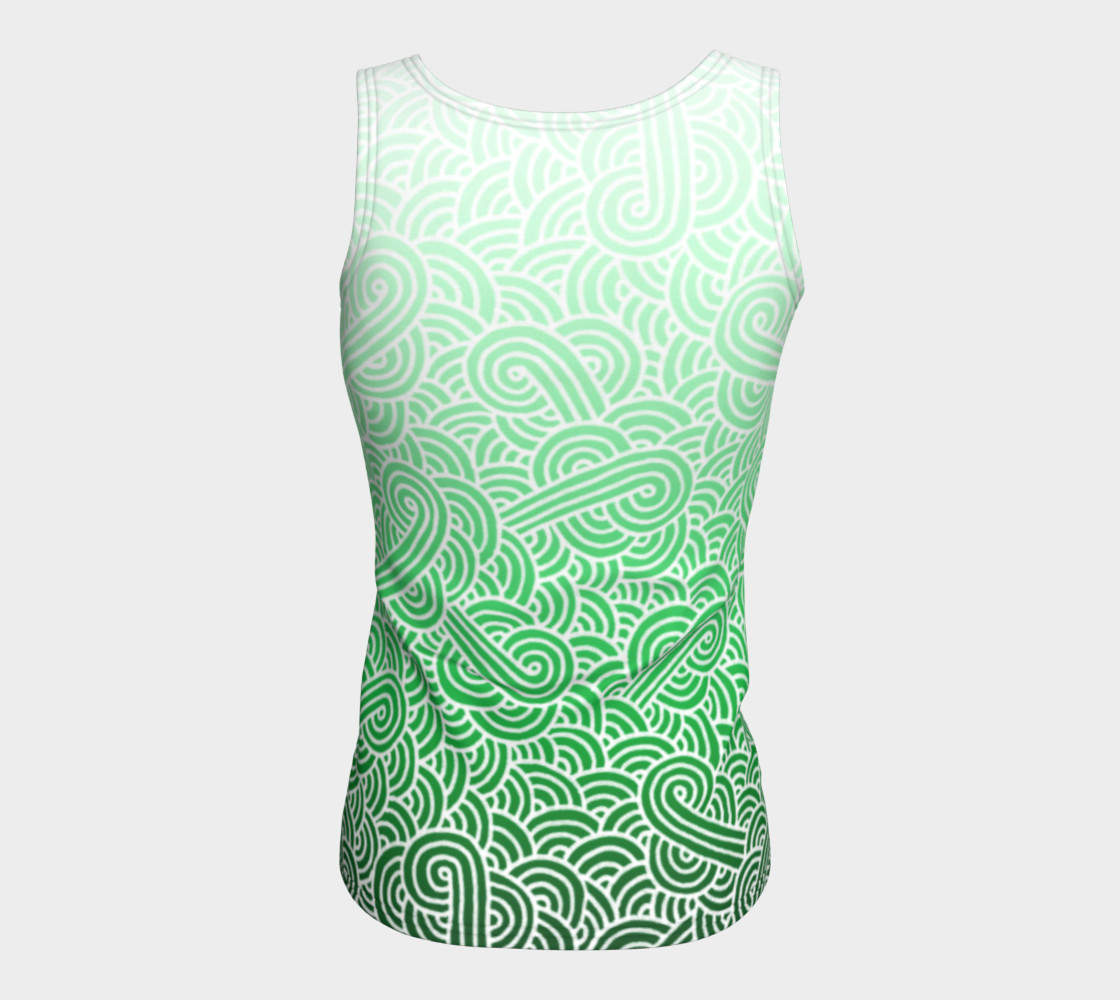 Ombre green and white swirls doodles Fitted Tank Top preview #6