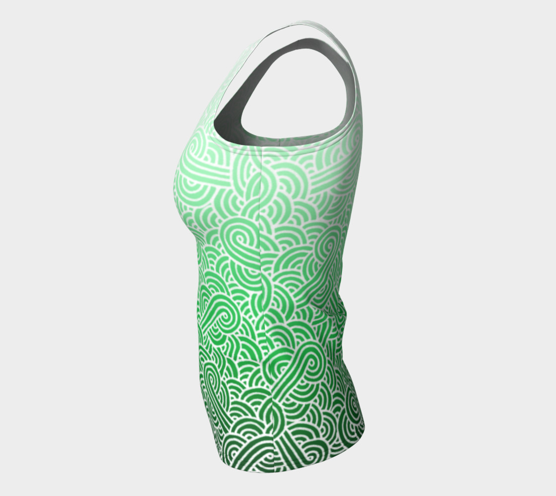 Ombre green and white swirls doodles Fitted Tank Top preview #7