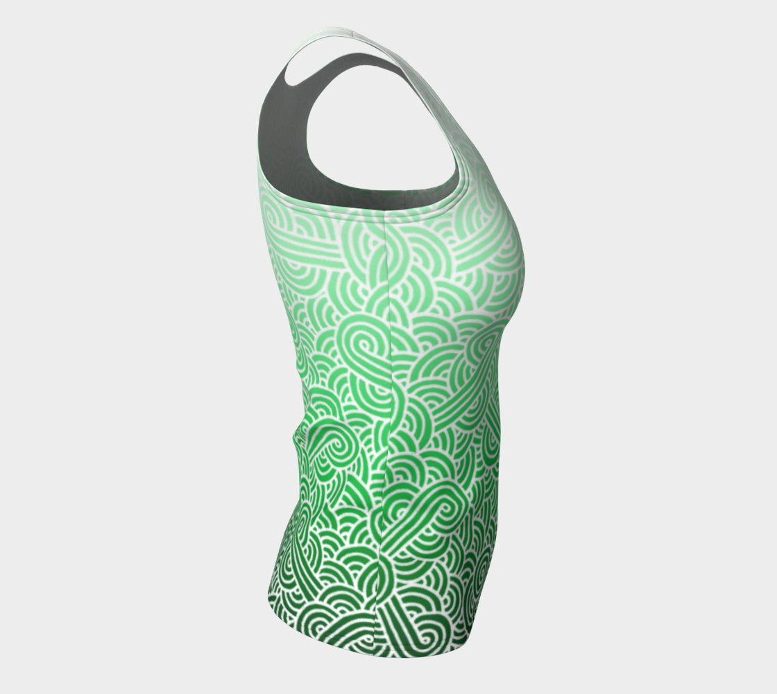 Ombre green and white swirls doodles Fitted Tank Top preview #8