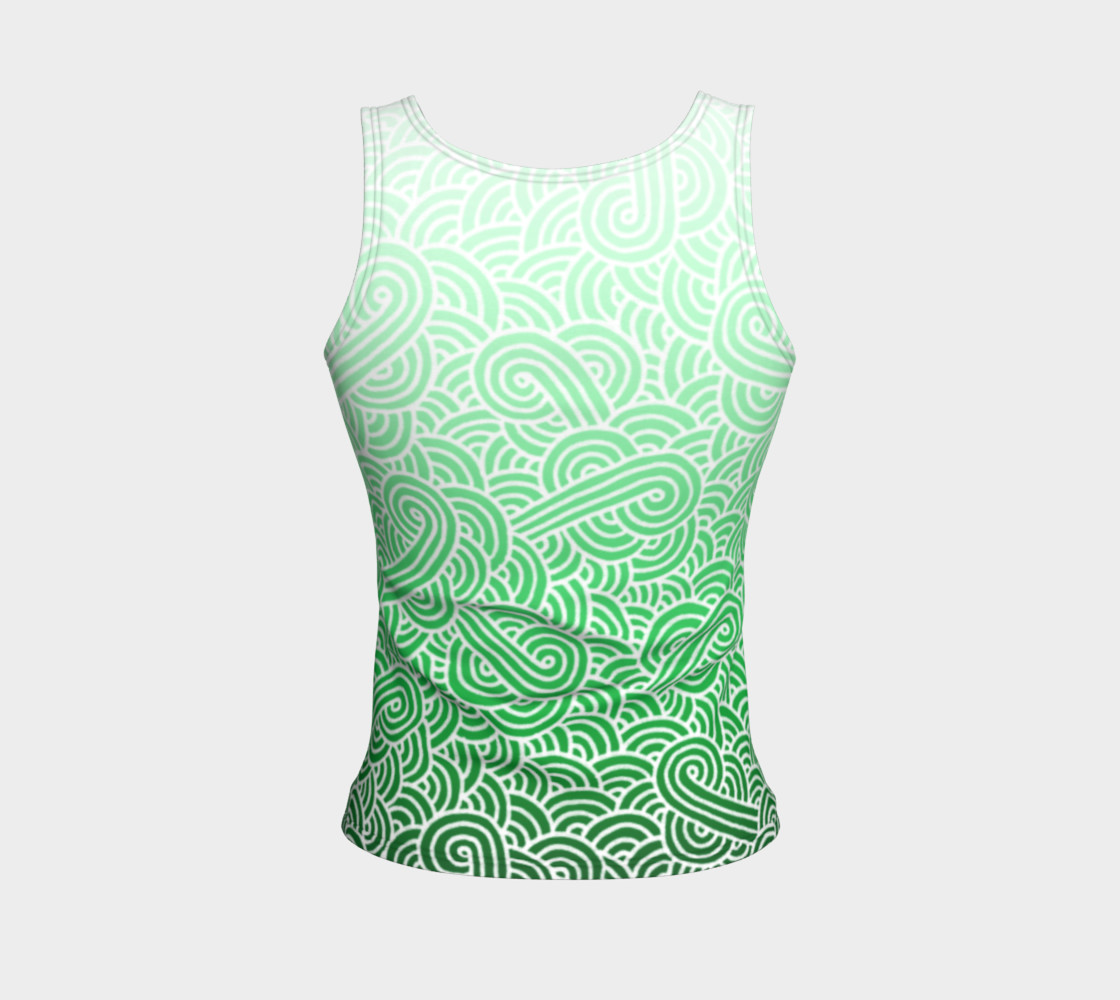 Ombre green and white swirls doodles Fitted Tank Top preview #2