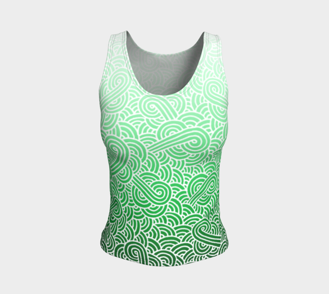 Ombre green and white swirls doodles Fitted Tank Top preview #1