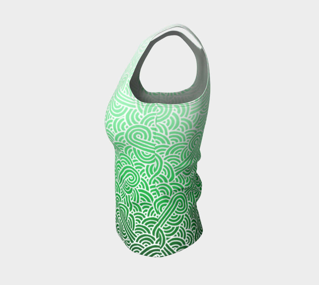 Ombre green and white swirls doodles Fitted Tank Top preview #3
