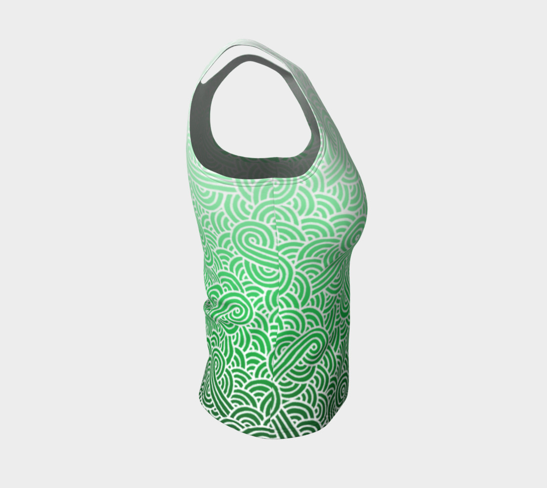 Ombre green and white swirls doodles Fitted Tank Top preview #4