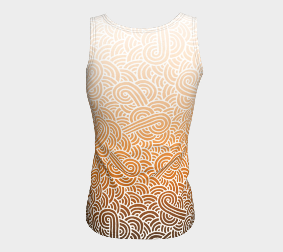 Ombre orange and white swirls doodles Fitted Tank Top preview #6