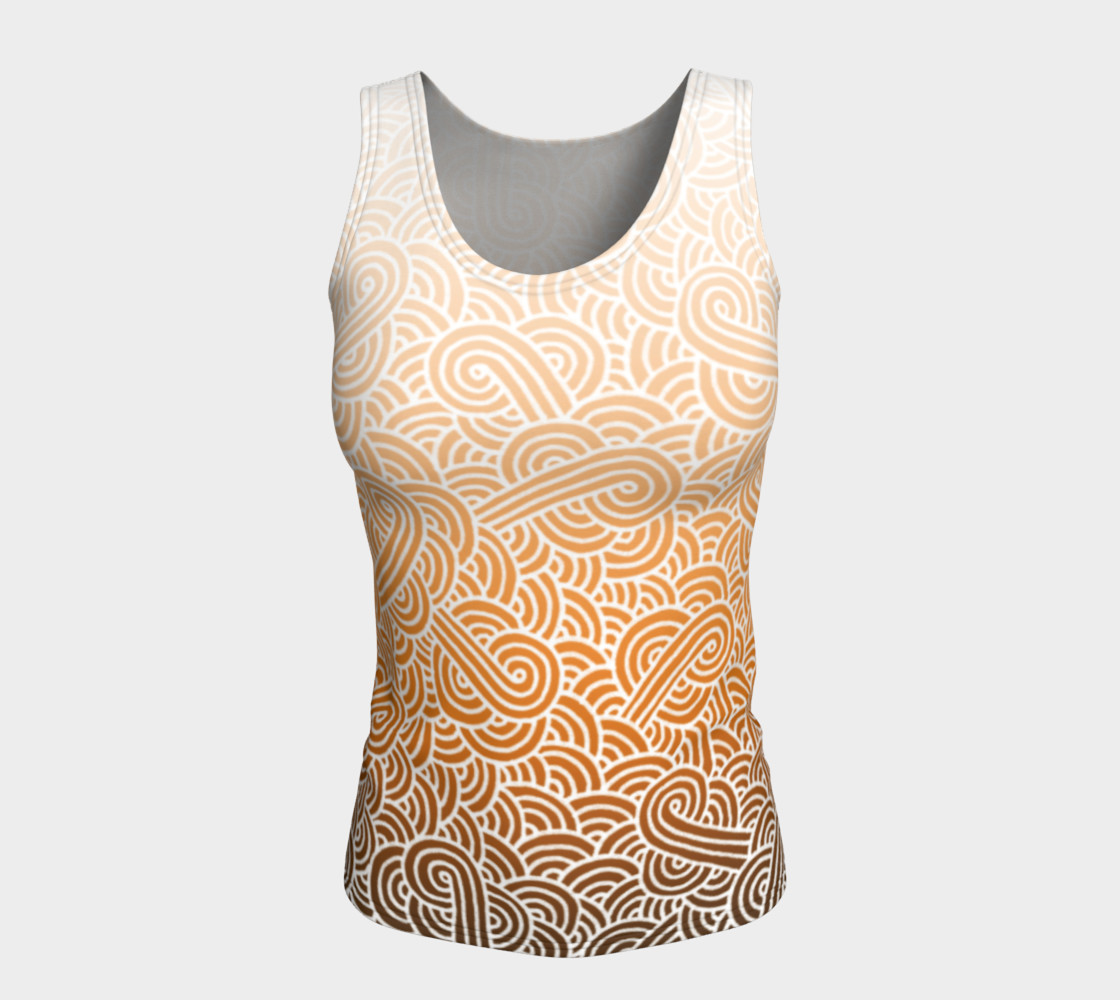 Ombre orange and white swirls doodles Fitted Tank Top preview #5