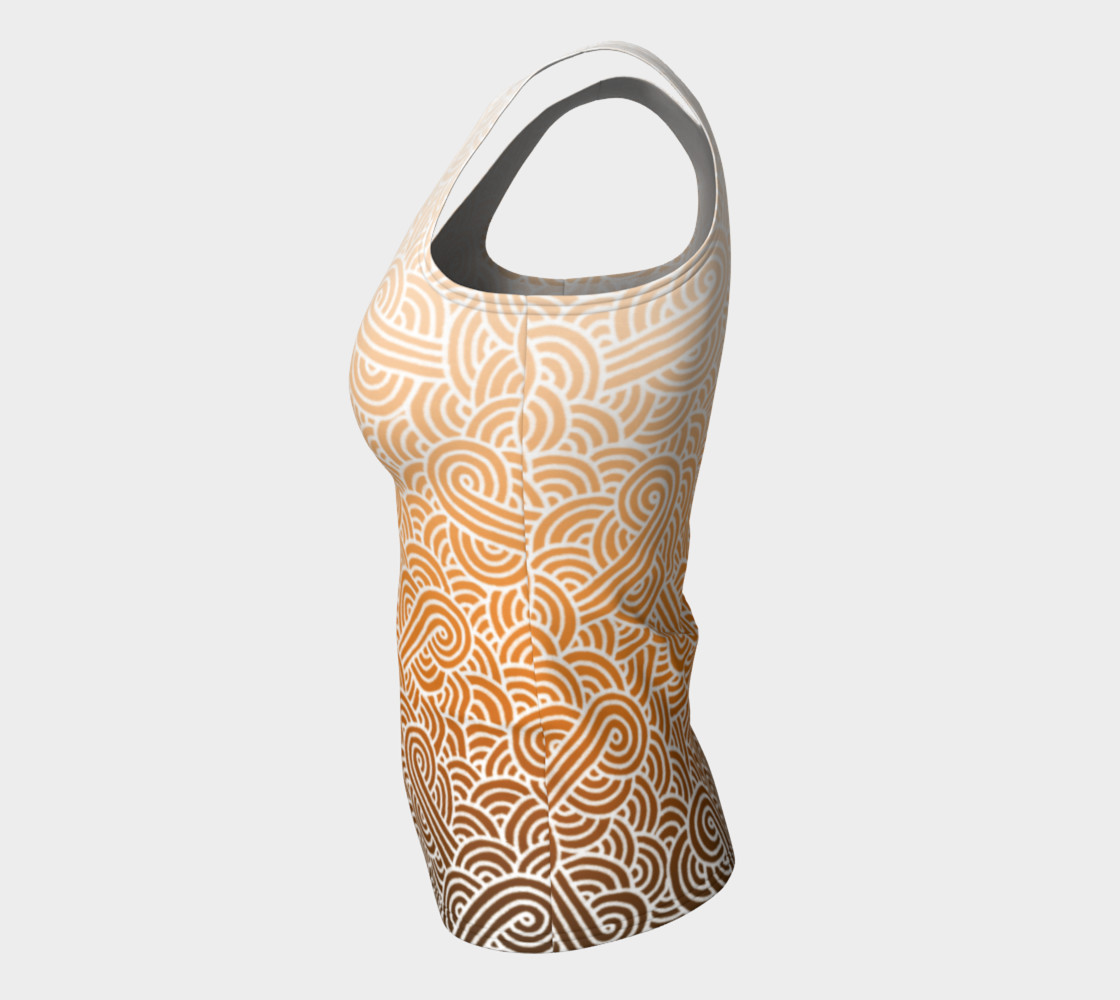 Ombre orange and white swirls doodles Fitted Tank Top preview #7