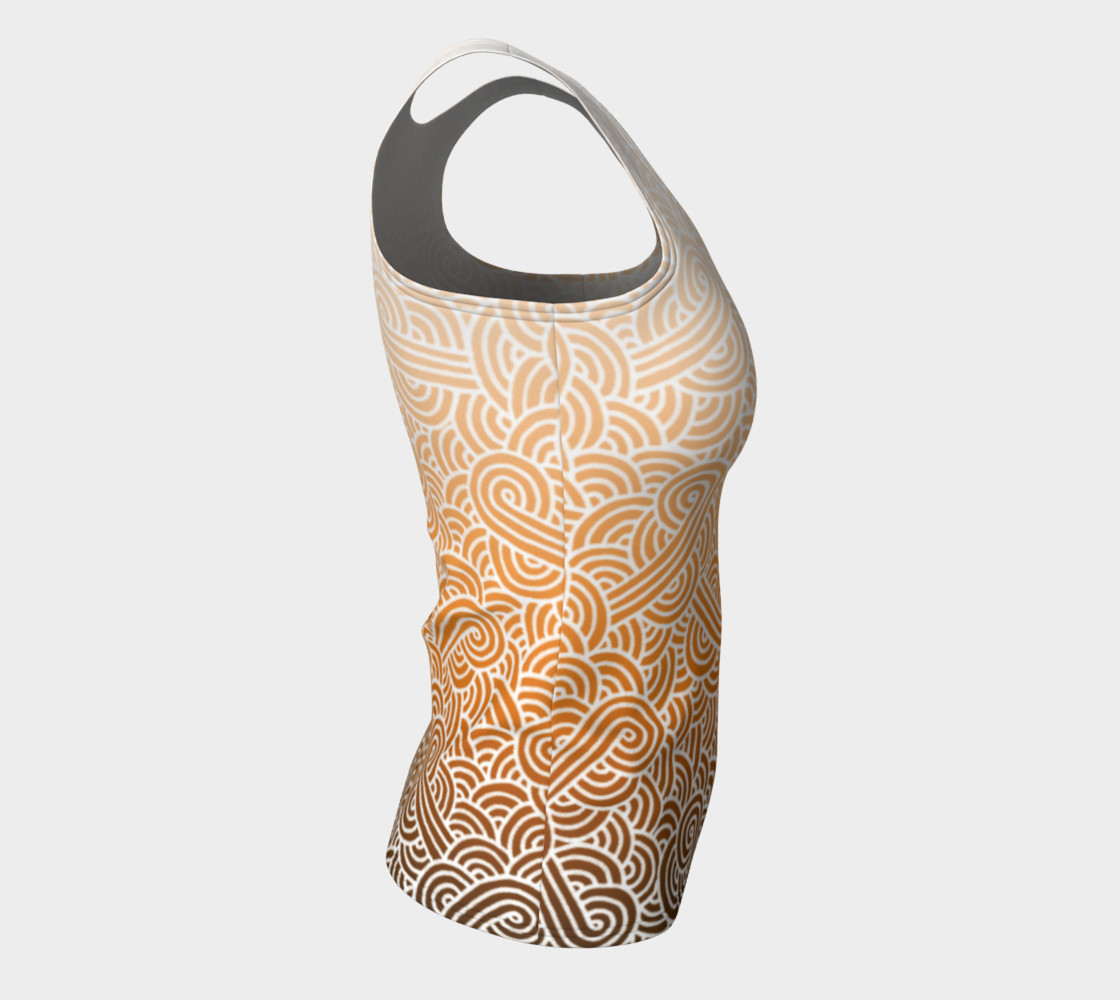 Ombre orange and white swirls doodles Fitted Tank Top preview #8