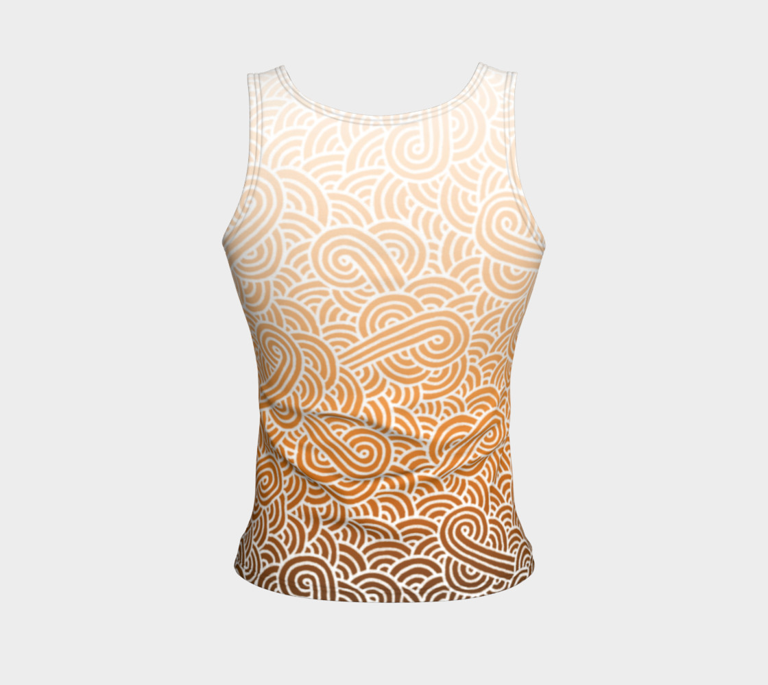 Ombre orange and white swirls doodles Fitted Tank Top preview #2