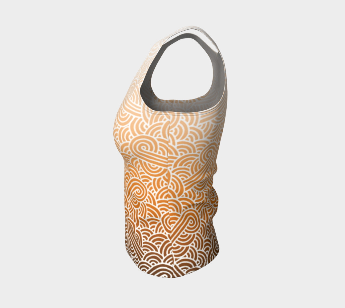 Ombre orange and white swirls doodles Fitted Tank Top preview #3
