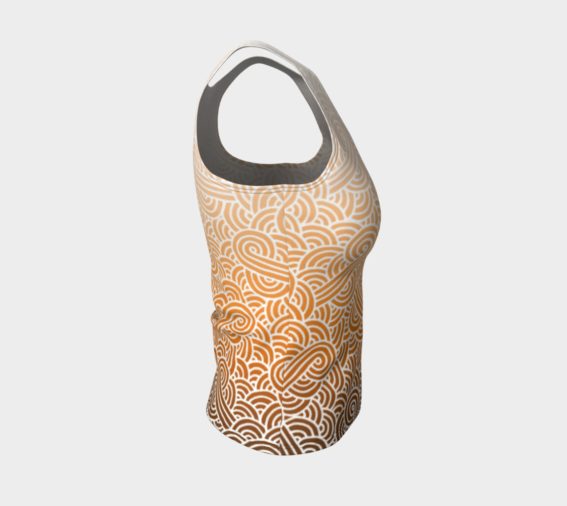 Ombre orange and white swirls doodles Fitted Tank Top preview #4