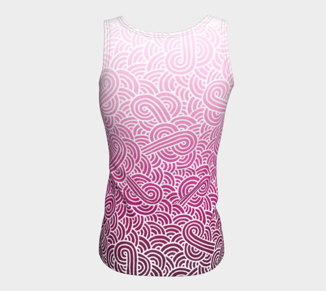 Ombre pink and white swirls doodles Fitted Tank Top preview #6