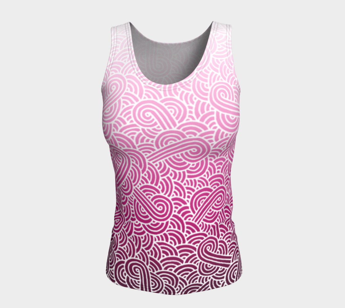Ombre pink and white swirls doodles Fitted Tank Top preview #5