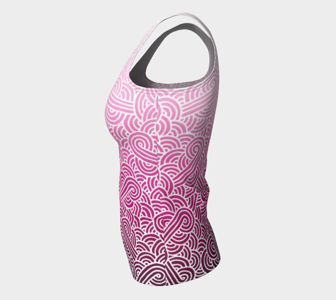 Ombre pink and white swirls doodles Fitted Tank Top preview #7