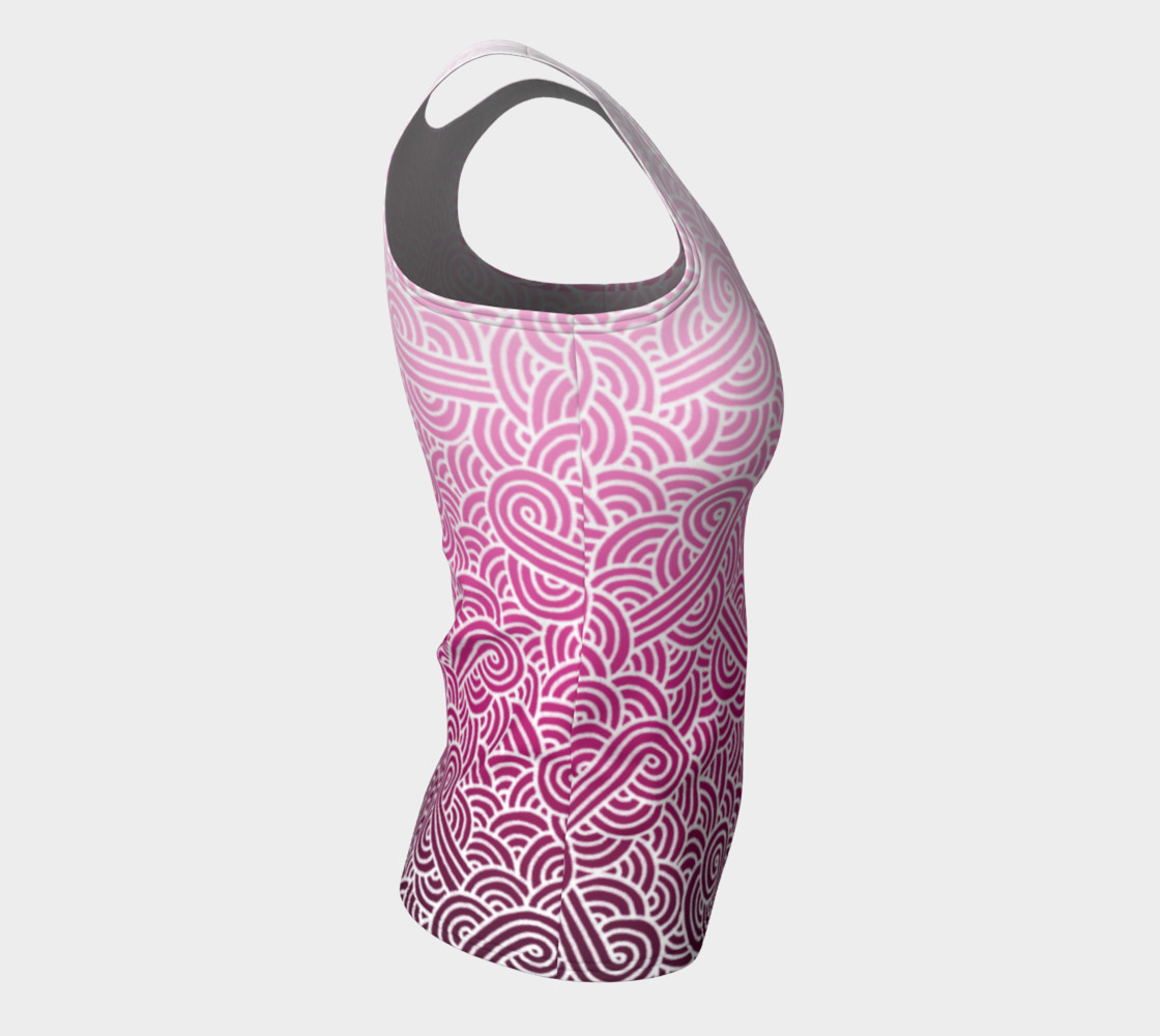 Ombre pink and white swirls doodles Fitted Tank Top preview #8