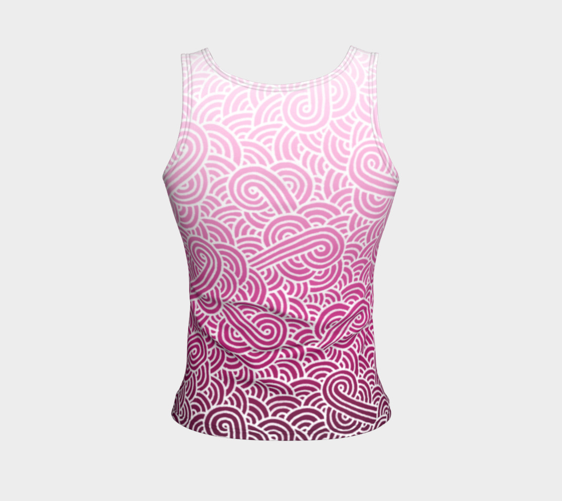 Ombre pink and white swirls doodles Fitted Tank Top preview #2