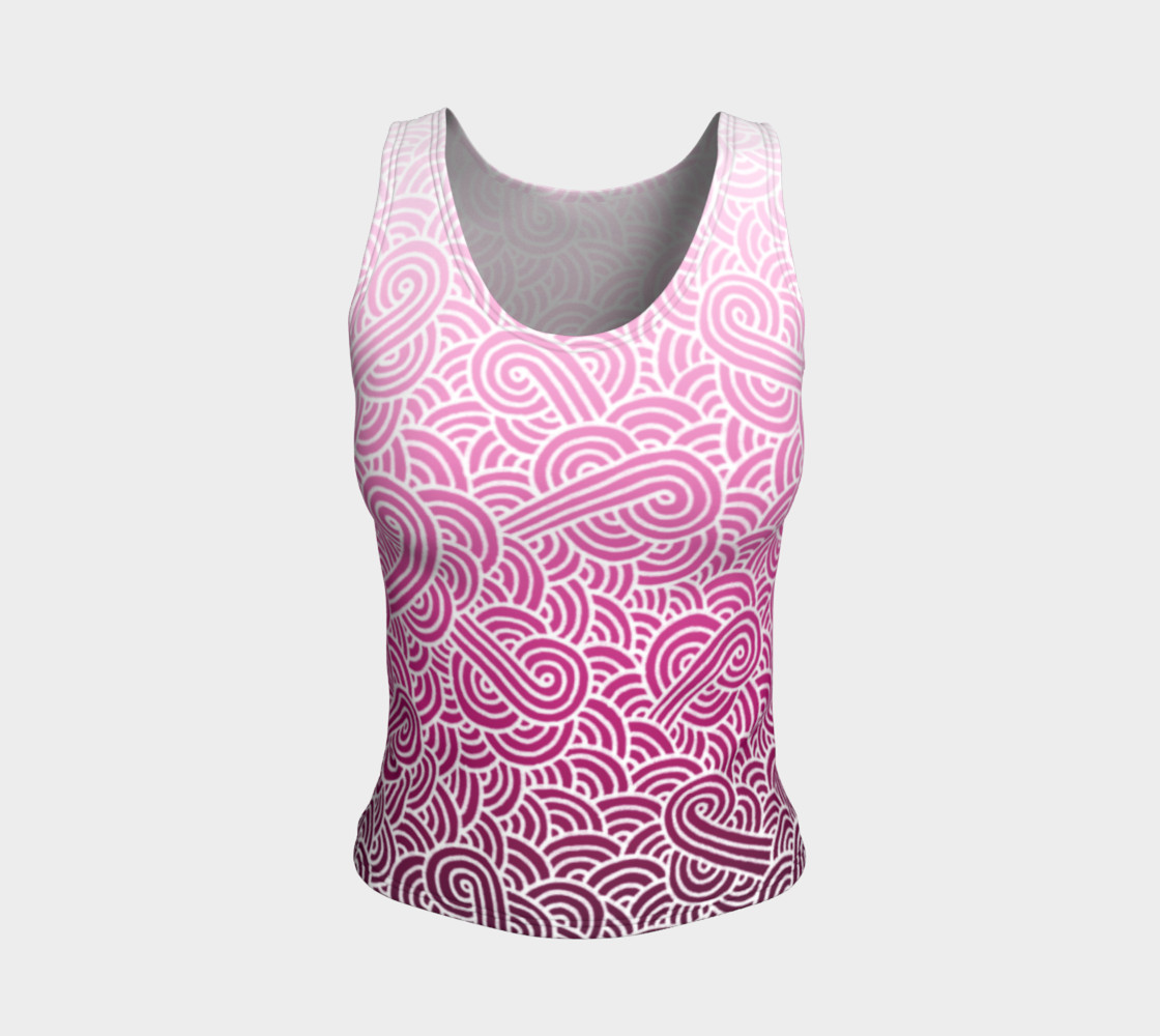 Ombre pink and white swirls doodles Fitted Tank Top preview #1