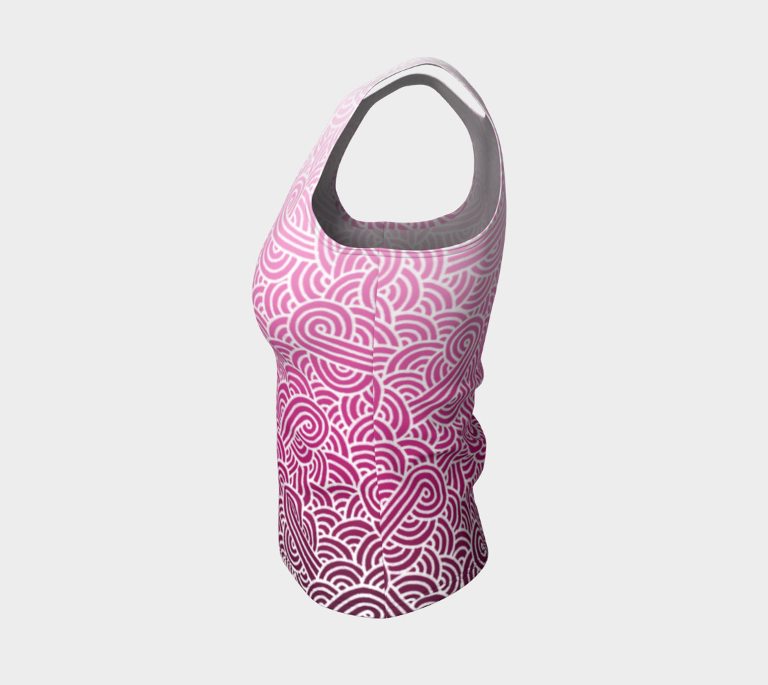 Ombre pink and white swirls doodles Fitted Tank Top preview #3