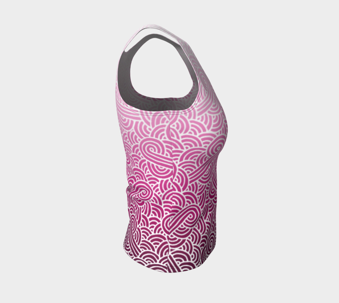 Ombre pink and white swirls doodles Fitted Tank Top preview #4
