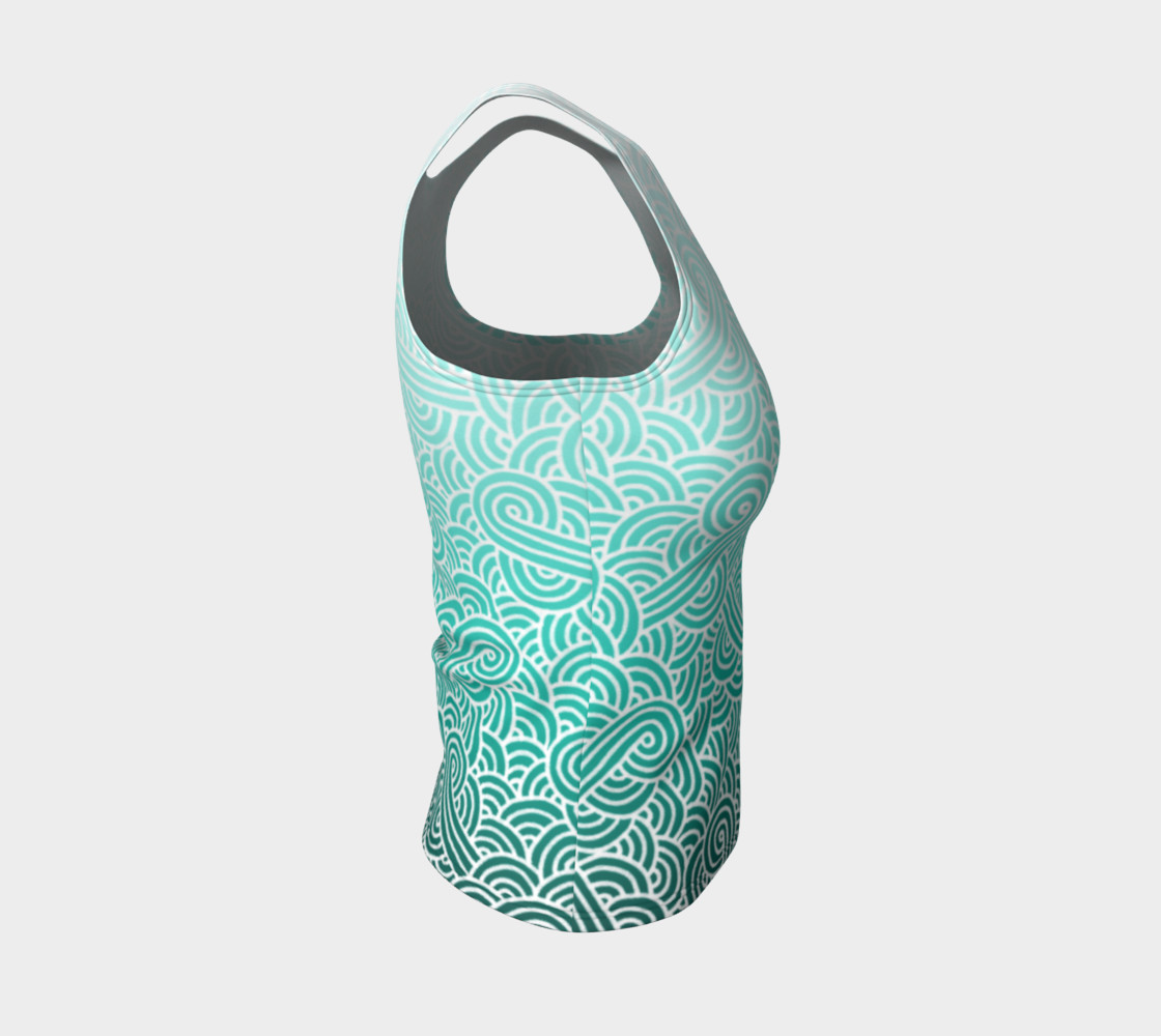 Ombre turquoise blue and white swirls doodles Fitted Tank Top preview #4