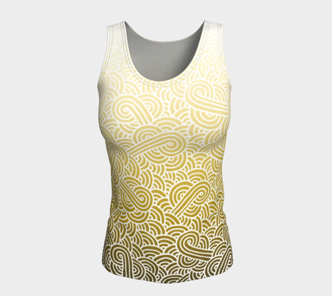 Ombre yellow and white swirls doodles Fitted Tank Top preview #5